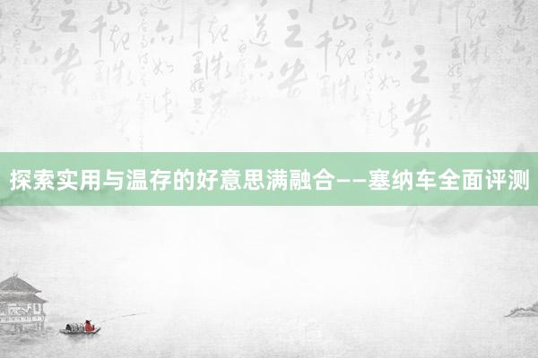 探索实用与温存的好意思满融合——塞纳车全面评测